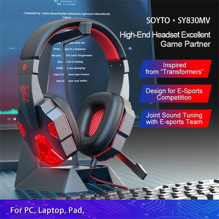 SY830MV Wired Headsets LED Lighting Over-Ear Stereo Earphones Gaming Headphones For Computer Laptop Phone