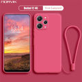 NORVIK for Xiaomi Redmi 12 4G Phone Case Lens Protection Casing Solid Straight Edge Liquid Silicone Soft TPU Back Cover with Lanyard N26-D2. 