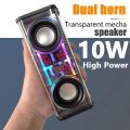 V8 Double Sound Transparent Mecha Speakers RGB Light TWS Audio Bluetooth Sports Bass Subwoofer Outdoor Super Wireless Portable Speaker. 