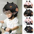 Cute Capybara Sticker Electric Bicycle Helmet Sunscreen Breathable Cycling Helmet with 3D Cat Ears Safety Motorcycle Half Helmet for Kids. 