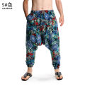 Yfashion Men Cotton Harem Pants Summer Plus Size Ethnic Style Printing Cotton Linen Pants Casual Loose Drop Crotch Trouser. 