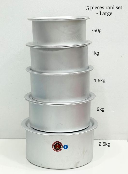 Aluminium Cooking Pan & Pots 5 Pcs Set - 2.5 kg set (Rani Large)