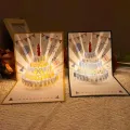 Birthday Surprise Musical and Light Musical Birthday Greeting Cards Led Creative Birthday Cake Postcards Hollow Paper Carving with Envelope Luxurious Foil Stamping Cards Birthday Gift. 