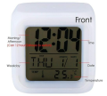 Digital Calendar, Timer Watch, Temperature Light Operated LED Plastic Alarm Clock with Automatic 7 Color Changing, Imprint Gift, Glowing LED Color Change Digital Alarm Clock. 