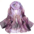 High Quality Female Pretty Scarf Sunscreen Shawl Seaside Beach Flower Design Georgette Thin Silk Scarf Women Scarves Wholesale. 