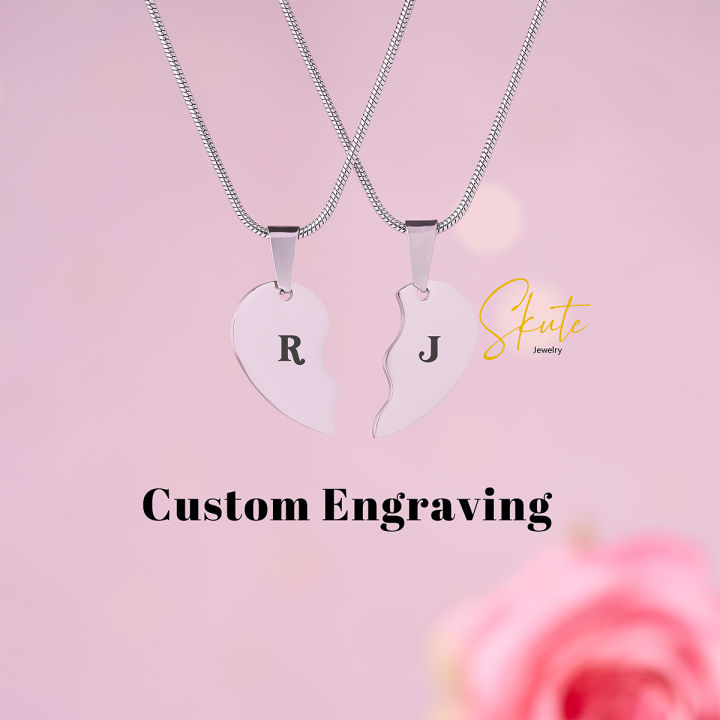 Skute%20Jewelry%202pcs%20Custom%20Engraved%20Glamorous%20Titanium%20Anti%20Rust%20Heart%20Shape%20Necklace%20Stainless%20Steel%20Necklace%20Snake%20Chain%20Personalized%20Jewellery%20Customzed%20Gift%20with%20Name%20Swimming%20Necklace%20for%20Women%20Men%20-%20Image%203