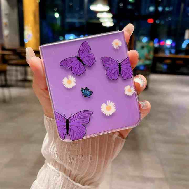 HODON%20Fashion%20Cute%20Purple%20Butterfly%20Clear%20Phone%20Case%20For%20Samsung%20Galaxy%20Z%20Flip%205%205G%20ZFlip4%20Flip3%20Cases%20Ultra%20Thin%20Hard%20Back%20Cover%20-%20Image%209