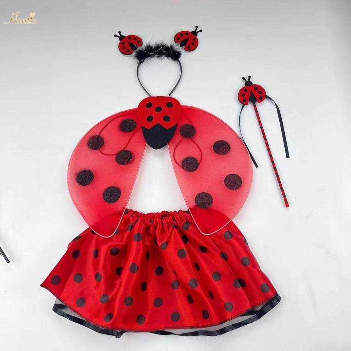 Kids Animal Costume Set Fancy Dress for Stage Performance Party Birthdays 4pcs ladybug
