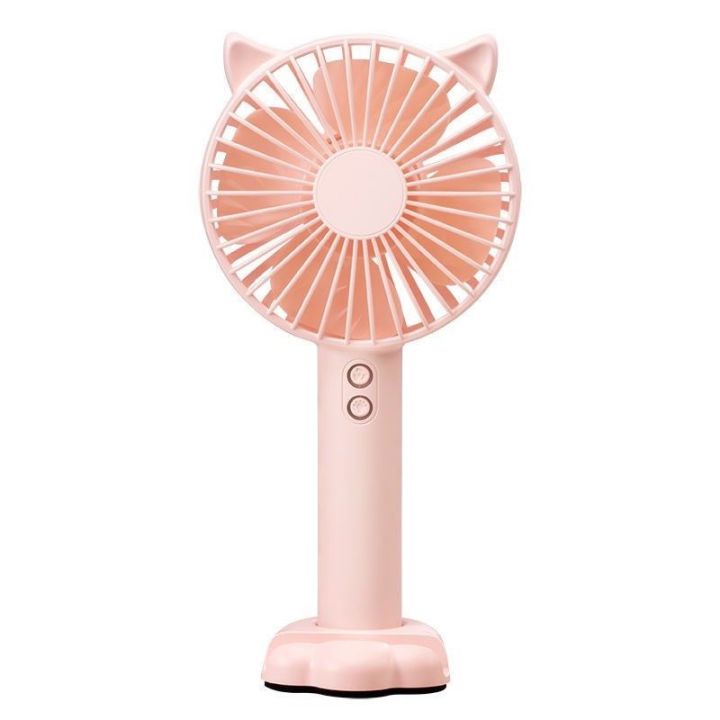 Portable Ventilator USB Fan Cute Cat Hand-Held Desktop Fans LED Lamp Standing Bracket Base 18650 battery Mini Ventilation Cooler