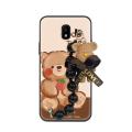 Waterproof Anti-knock Phone Case For Samsung Galaxy J4 2018/J400F Bear bracelet Back Cover Black pearl pendant cute. 