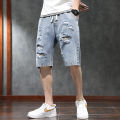 Ripped Denim Shorts for Men 2024 New Fashion Brand Pants Summer Loose Men's Fifth Pants Summer Thin. 
