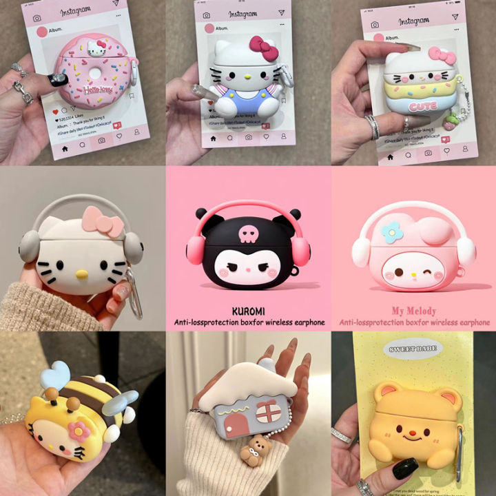 Cover for 4 Case 2024 3D Cartoon Cute Bear Earphone Earbuds Cover for Pro 2 3 2 1 Charging Bags