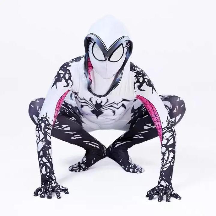 MINISO%20Spider%20Gwen%20Stacy%20Cosplay%20Costumes%20Women%203D%20Print%20Jumpsuits%20Onesies%20Halloween%20Clothes%20Soft%20Material%20With%20Hat%20Mask%20-%20Image%204