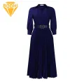 Formal Dress Elegant V Neck A-line Midi Dress for Women Plus Size Three Quarter Sleeves Slim Waist Ol Commute Dress Lightweight Fabric Dress. 