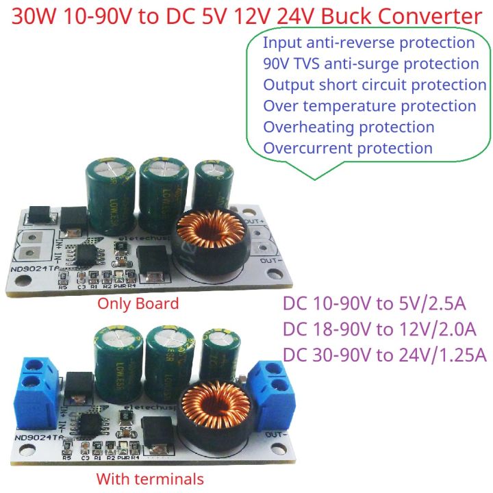 High Voltage 90V to 5V/12V/24V DC-DC Buck Converter Module w/ Multi Protections for Solar ,Ebike,CCTV - 92% Efficiency