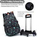 【Selangor Ready Stock】Ivyh 6 Wheels Trolley Backpack Nylon Fabric Outdoor Travel Large Bag for Men, Boys, Black Series Casual School Bags. 