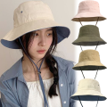 Summer Drawstring Fisherman Hat Women Lady Girls Outdoors Travel Sunshade Sunscreen Sun Cap Solid Color Bucket Hat Fashion Caps. 