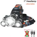 1-5PCS LED Headlamp 4-Mode Waterproof Headlight USB Rechargeable 18650 Head Torch for Camping Hunting. 