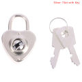 Mini Heart Shape Padlock Luggage Hardware Locks W/Key For Jewelry Box Suitcase. 