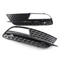 A Pair Front Bumper Fog Light Lamp Grille Grill Replacement For AUDI A5 12-16. 
