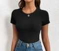 Cuelo Short Sleeve O-Neck Crop Top T-Shirt. 