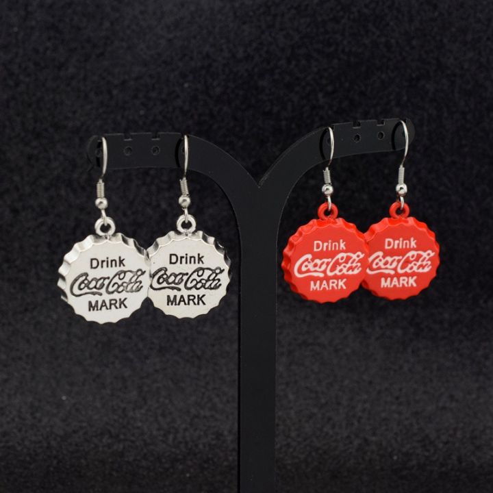 ES Unique Personality Bottle Cap Earrings Alternative Red No Pierced Spring Ear Clips Niche Ear Jewelry Wholesale