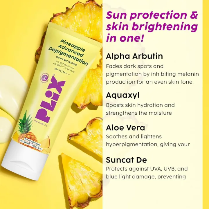 Plix%20Pineapple%20Depigmentation%20Advanced%20Dewy%20Sunscreen%20With%20SPF%2050%20PA++++%2050g%20-%20Image%203