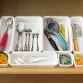 8Pcs 3-Size Multpurpose Portable Desk Drawer Organizer Trays Durable Plastic Interlocking Storage Boxes Dividers Household Office Supplies. 
