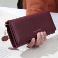 Pu Leather Wallet High-End Zipper Women Purse Long Tri-Fold Card Holder for Outdoor Sports Travel Casual Female. 