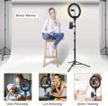 10 Inches Big LED Ring Light for Camera, Phone tiktok YouTube Video Shooting and Makeup, 10" inch Ring Light with 7 Feet Long Foldable and Lightweight Tripod Stand. 