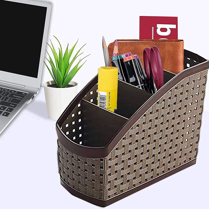 Large Capacity Rotating Pen Holder & Picture Frame - 360° Swivel, Premium Stainless Steel Desktop Organizer For Office Or Home