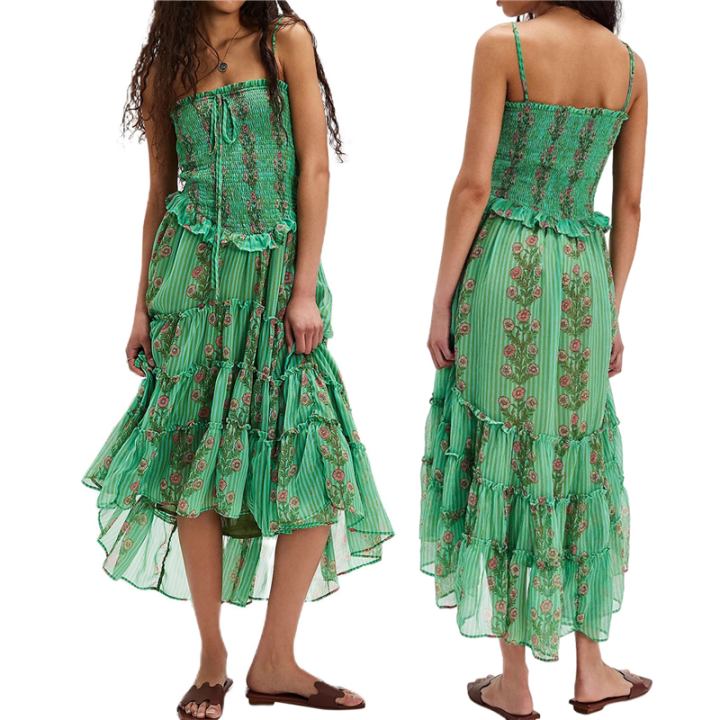 Tube Top Dress for Women Summer Solid Strapless Dresses, Off the Shoudle Ruffle Beach Dress