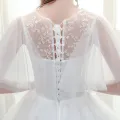 Main Wedding Dress 2024 New Korean Style Bridal off-Shoulder Pregnant Women Slim Fit Slimming Mori Lace V Lead the Land. 