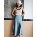 bellylady Women Cotton Sweet Fishtail Skirt Satin Elegant Solid Color A-line Mid-length Skirt For Business Daily Wear. 