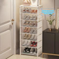 1pc 6/8 Layers Shoe Organizer Space-saving Metal Frame & Fabric Interlayer Shoe Rack Shelf for Entryway Hallway Living Room. 