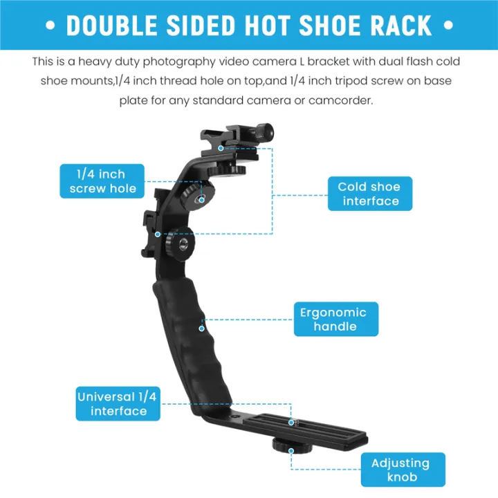 Camera%20L%20Bracket%20Mount%20Video%20Grip%20L-Bracket%20Dual%20Flash%20Cold%20Shoe%20Mount%201/4%20inch%20Tripod%20Screw,%20Heavy%20Duty%20Padded%20Hand%20Grip%20Dslr%20Camera%20Camcorder%20(Updated)%20-%20Image%204