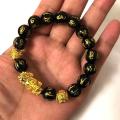 Lucky Fen Shui Bracelet Wealth Bracelet For Men and Women Black Resin Beads Alloy Lion Dragon Fenshui Hand Wear Party Wedding Jewelry. 