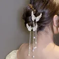 Butterfly Pearl Tassel Hairpin Korean Simple Side Clip Liu Haibian Clip Nicle. 