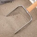 1pc Cat Litter Shovel Wooden Handle Reusable Hollow Mesh Design Multifunctional Pet Poops Cleaning Tool. 