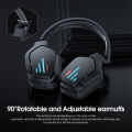 ONIKUMA B60 Wireless Bluetooth 5.2 Headphones LED Light Noise Reduction Mic Foldable Professional Gaming Lightweight Headset. 