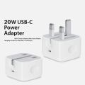Apple 20W USB-C 3-Pin UK Power Adapter Plug for Apple iPhone Fast charger Wall Charger Type-C Mobile Phone iPhone 15/14/13/12/11 iPad Tabs Tablet Folding Pins Charger UK  Phone Charger Tablet Charger Phone Adapter Tablet Adapter Tab Adapter Tab Charger. 