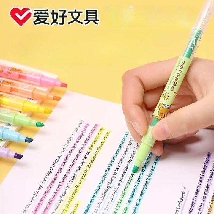 %E3%80%90The%20Quiet%20Page%E3%80%916pcs/set%20Aihao%2064125%20Rilakkuma%20Highlighter%20Kawaii%20Expression%20Paint%20Marker%20Pen%20School%20Office%20Office%20Stationery%20Supply%20-%20Image%204