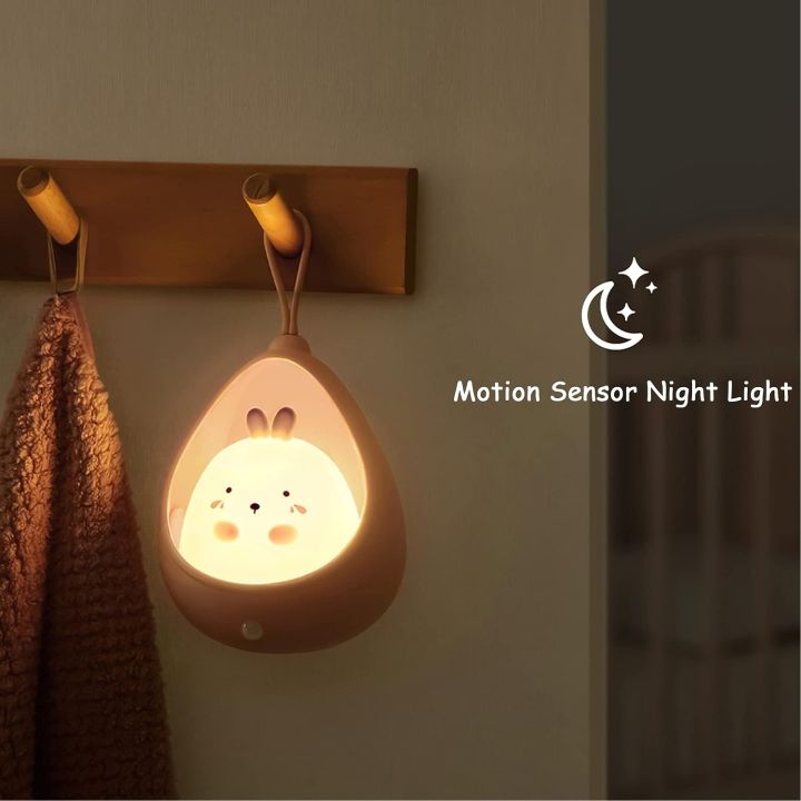 Lullaby Rabbit Motion Sensor Cute Rabbit Cat Night Motion Sensor Lamp Bathroom Aisle Corridor ...