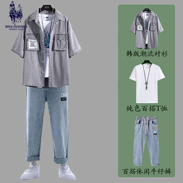 Men's%20Summer%20Short%20Sleeve%20Denim%20Shirt%20Thin%20Half-Sleeved%20Jeans%20Suit%20with%20Handsome%20Casual%20Suit%20Shirt%20-%20Image%203