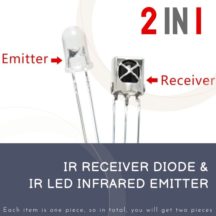 IR Receiver Diode VS1838B - 38KHZ & IR LED 5mm Infrared Emitter 850nm ...