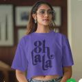 Trending Fashion Korean Style Baggy Purple Color Oh La La Top Loose-Fitting / Over-Sized Baggy T Shirt Single Jersey Cotton Fabric 180-190 Gsm Tops Casual Loose Fit Office Wear T-Shirt /Tshirt/ Blouse For Women/ Fitted Ladies / Girls In S, M, L, Xl Sizes. 
