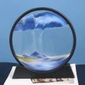 Sea Sand  Frame Moving Sand Art Picture 3D Dynamic Round Glass Relaxing Home Office Work Decor Deep. 