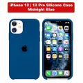 Midnight Blue Silicone Case for iPhone 12 / iPhone 12 Pro - Soft-Touch Liquid Silicone Cover with Microfiber Lining, Shockproof & Slim Fit Protection. 