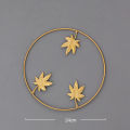Creative Wrought Iron Metal Wall Decoration Round Wall Hanging Wrought Palm Leaf Ginkgo Leaf Background Wall Living Room Decor. 
