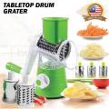 Dynamic Tabletop Grater with Hand Drum Vegetable Cutter and 3 Stainless Steel Blades for Superior Potato, Vegetable, and Cheese Efficiency. 